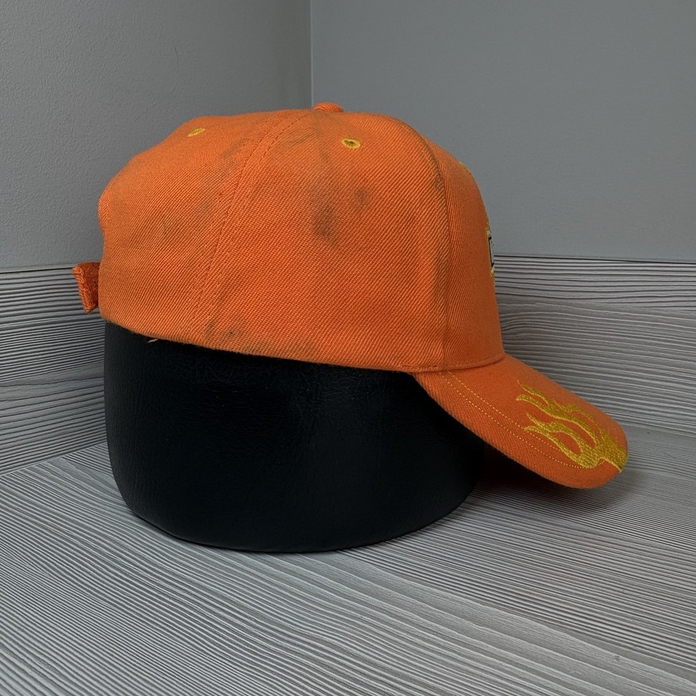 Vintage Y2K Harley Davidson‎ Orange Bar Shield Hat Motorcycle Biker Flame Cap - Picture 2 of 5